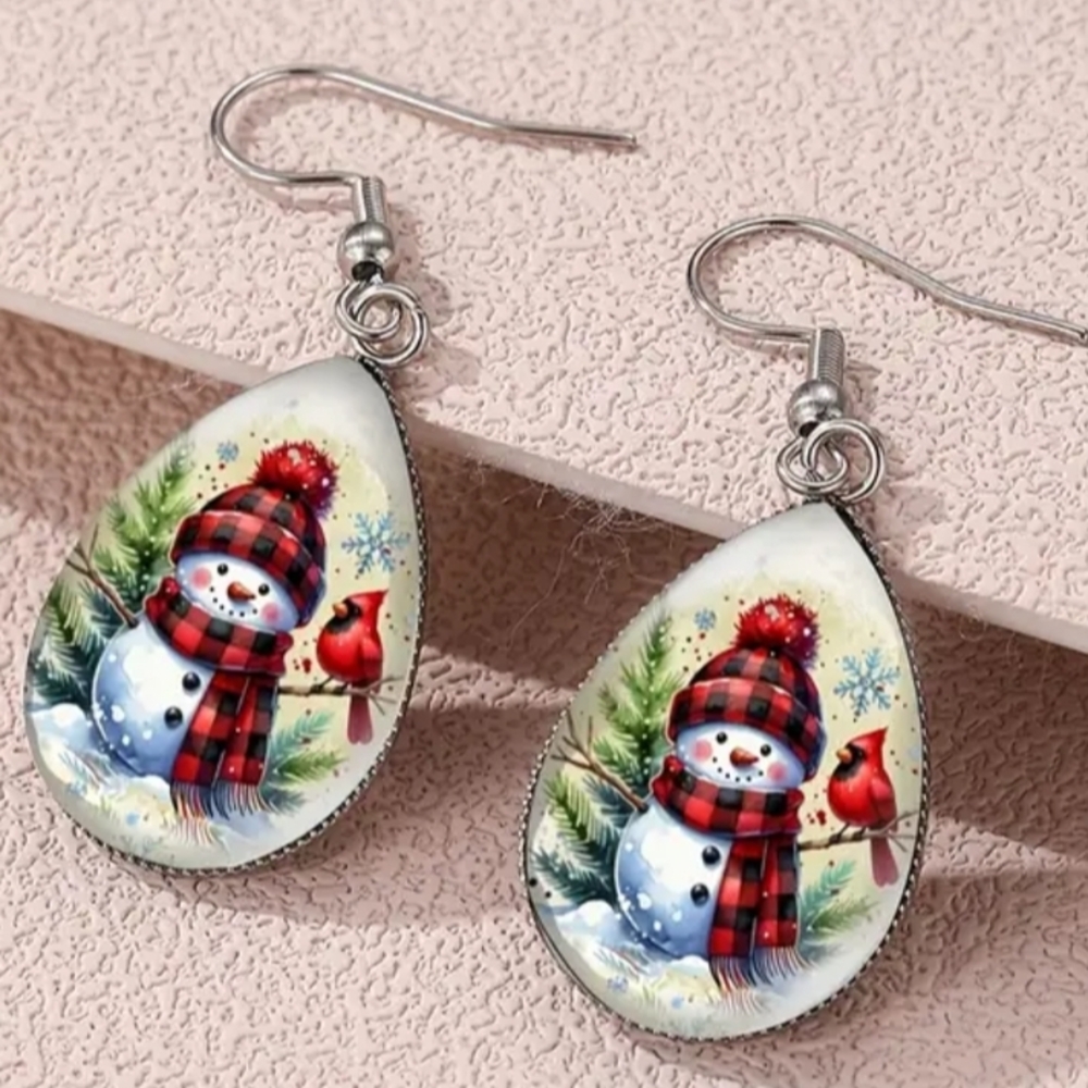 Christmas Colorful Winter Holiday Earrings Festive Snowman‎